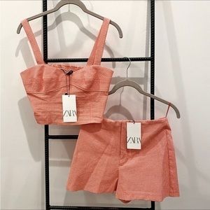 ZARA Set  2 piece Gingham Set TOP and Shorts